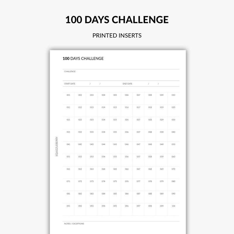 100 days challenge habit tracker sheets