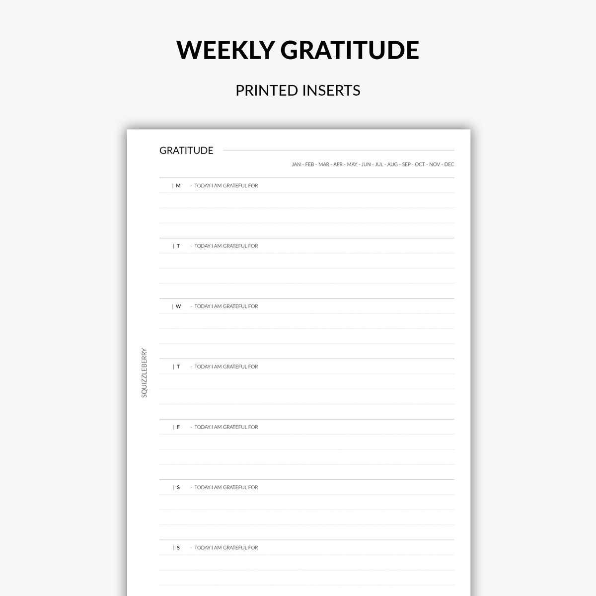 weekly gratitude planner inserts
