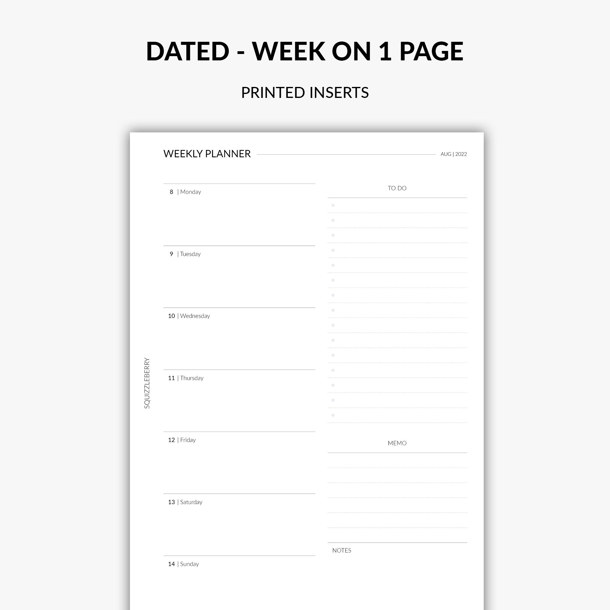 Dated - Weekly Planner