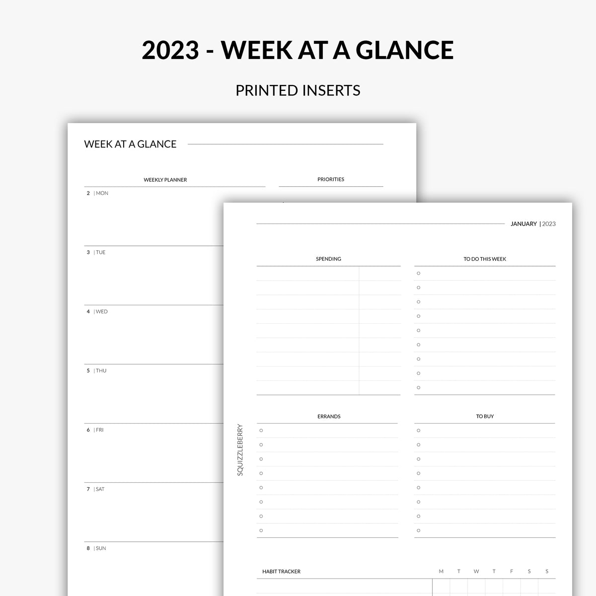 week at a glance 2023 planner inserts