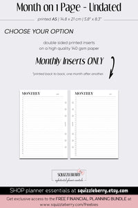 Month on 1 Page - A5 - Undated | SquizzleBerry