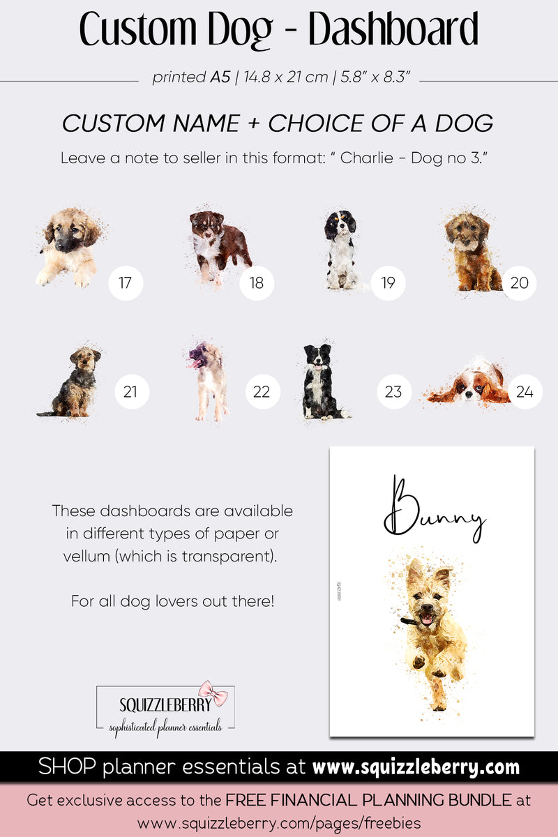 Custom Dog Dashboard - A5 | SquizzleBerry
