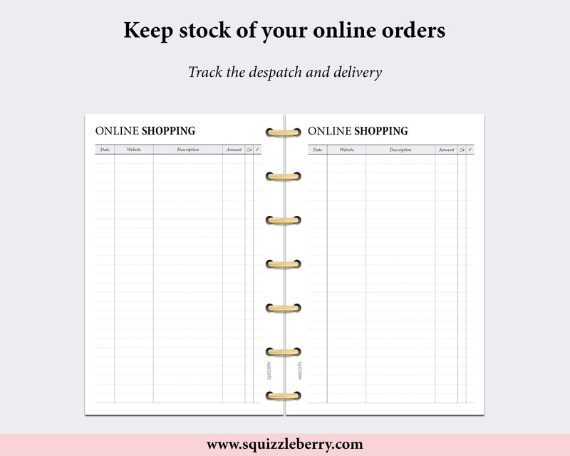 Online Shopping Tracker - Mini HP | SquizzleBerry