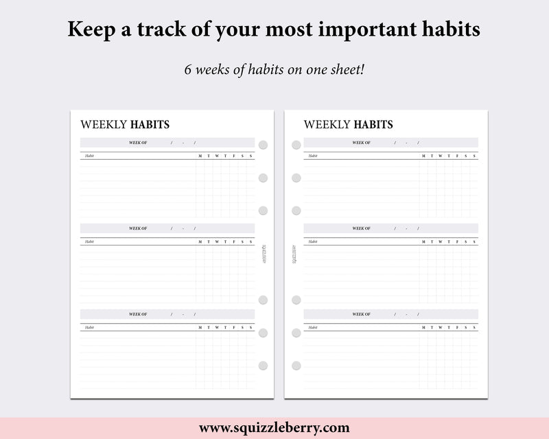Weekly Habits - A5 | SquizzleBerry