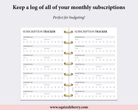 Subscription Tracker - Mini HP | SquizzleBerry