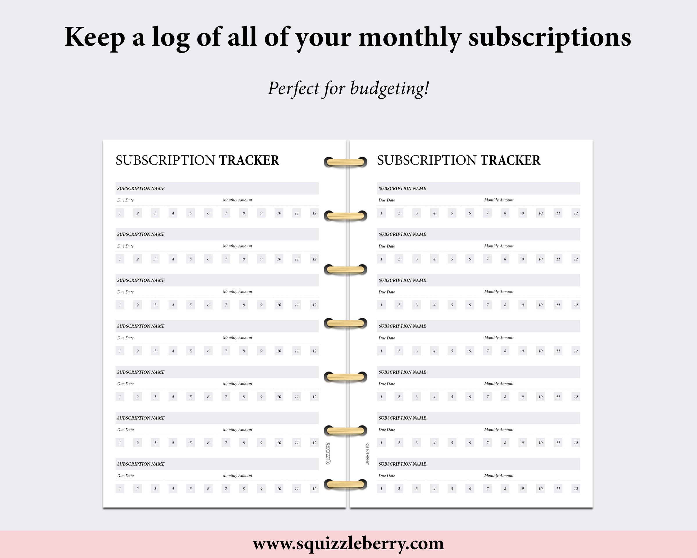 Subscription Tracker - Mini HP | SquizzleBerry