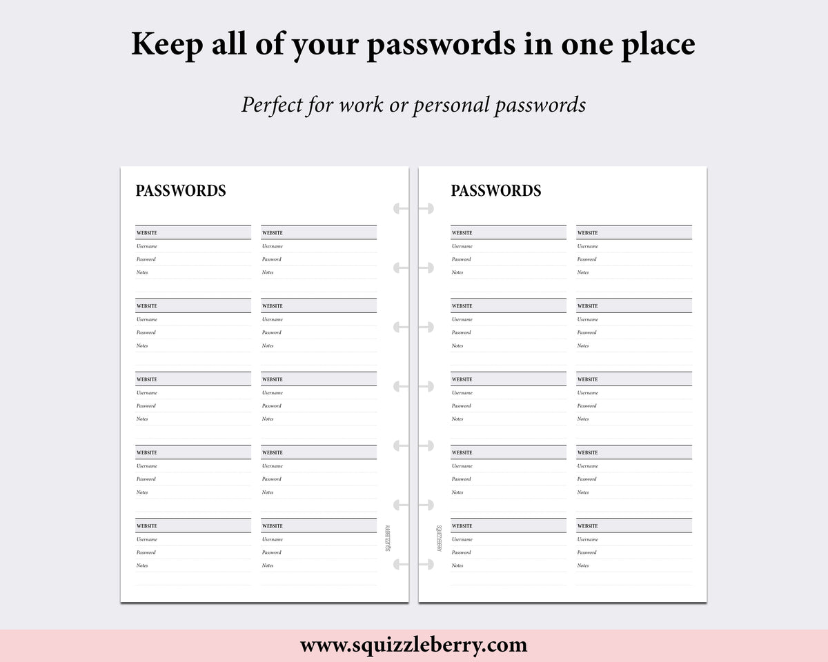 Password Tracker - Mini HP | SquizzleBerry