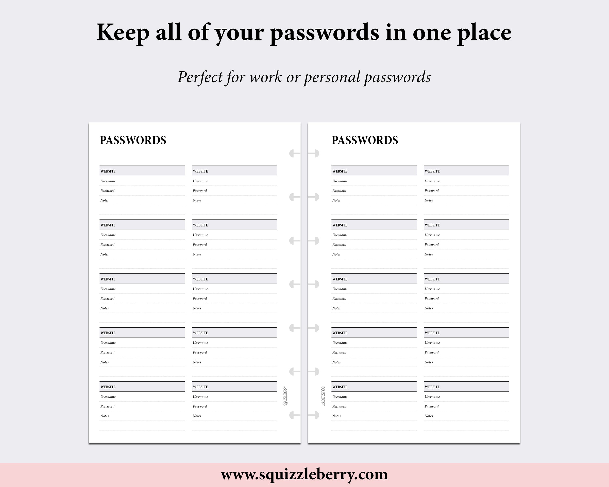 Password Tracker - Mini HP | SquizzleBerry