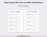 Subscription Tracker - Pocket | SquizzleBerry