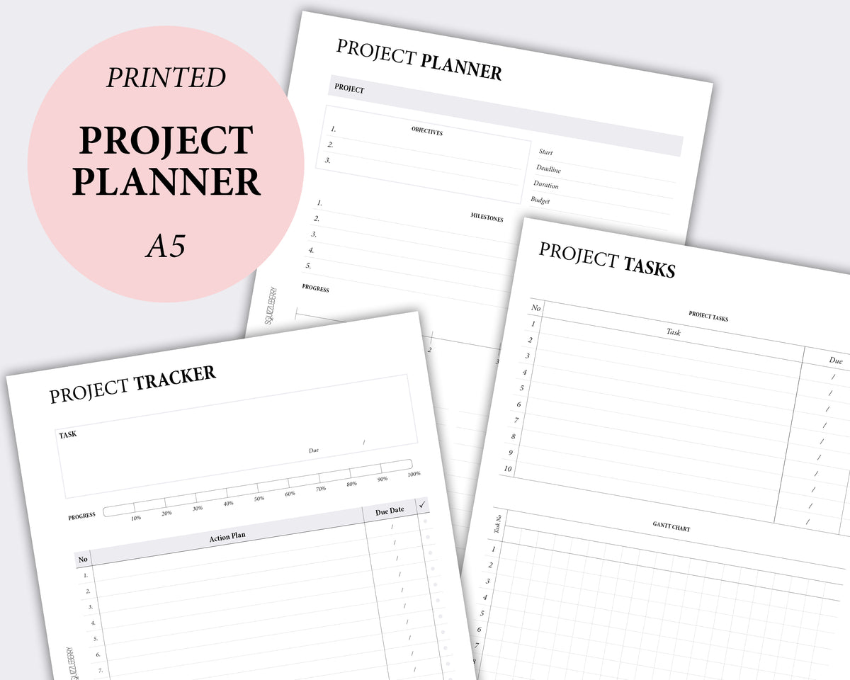 project planner minimal inserts a5