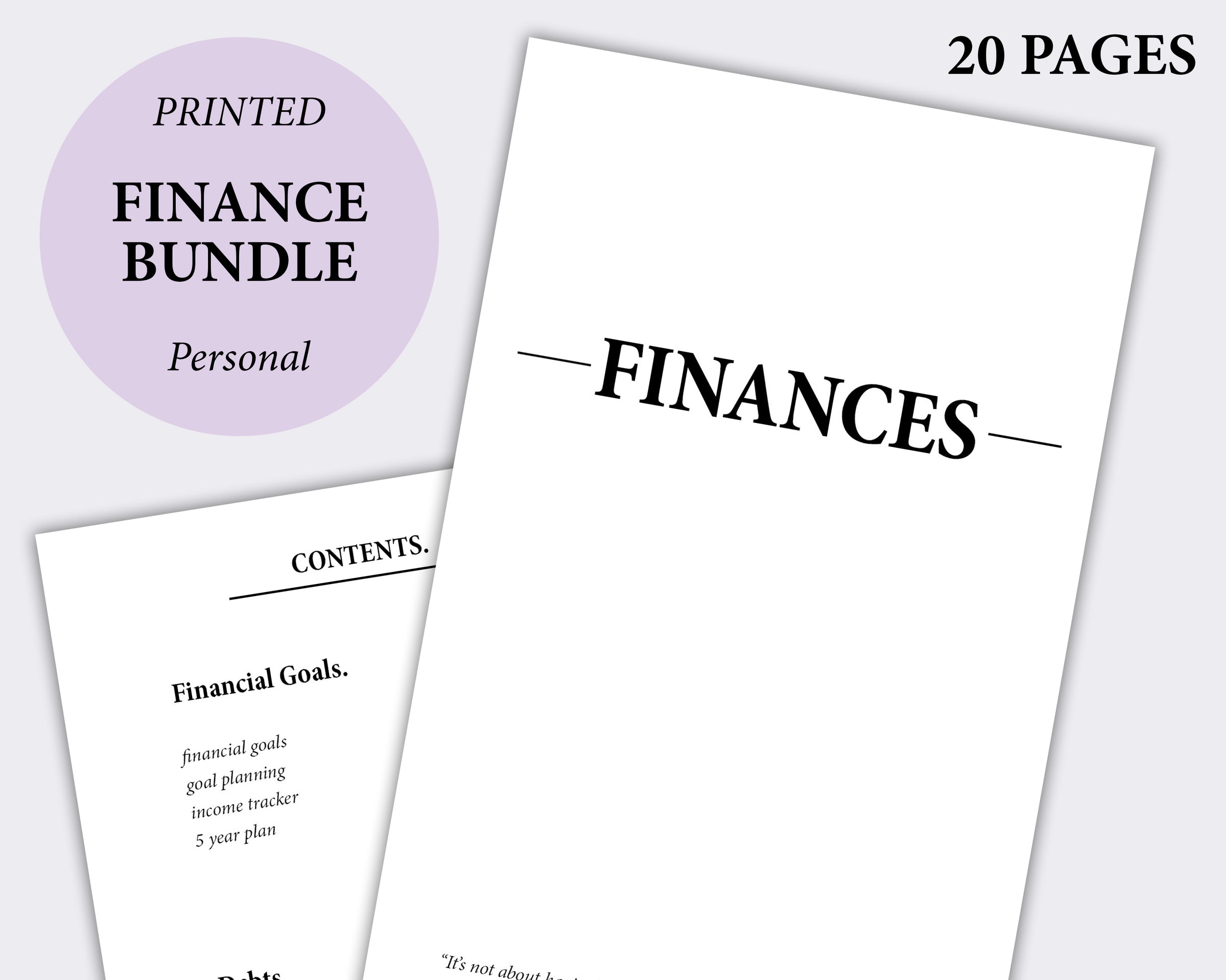 finance bundle minimal planning debt free
