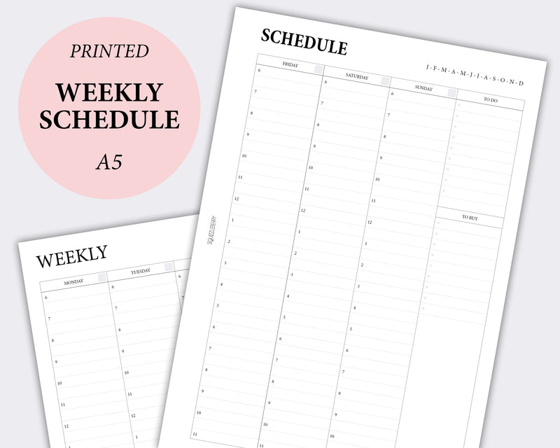 weekly planner schedule a5 inserts