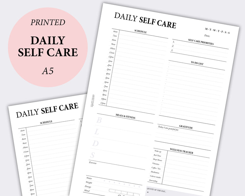 daily self care planner inserts in a5 minimalist style
