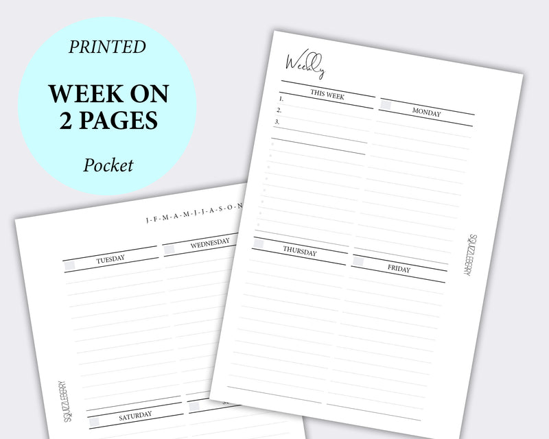 week on two pages pocket planner inserts minimalist