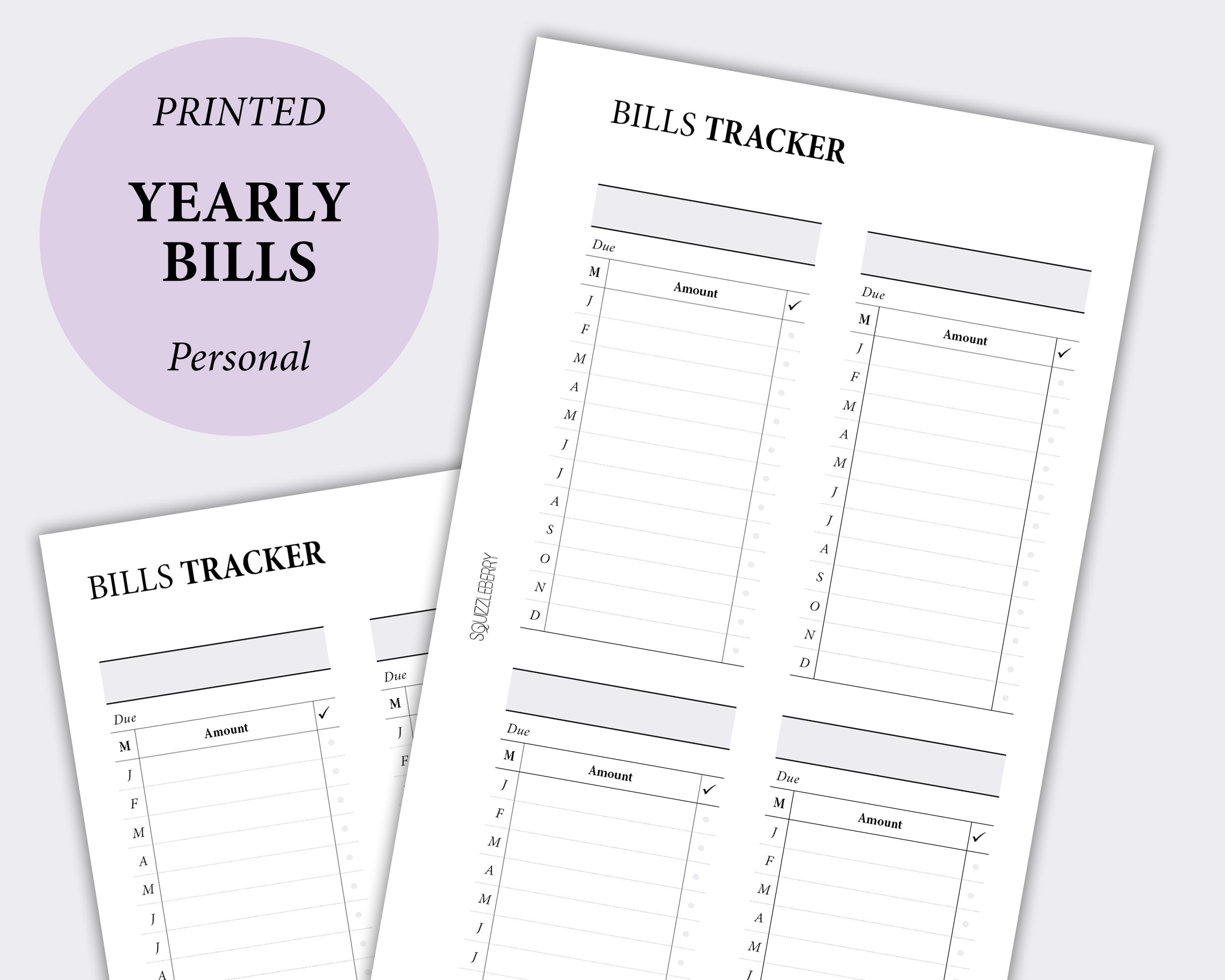 Yearly Bills Tracker - Personal | SquizzleBerry