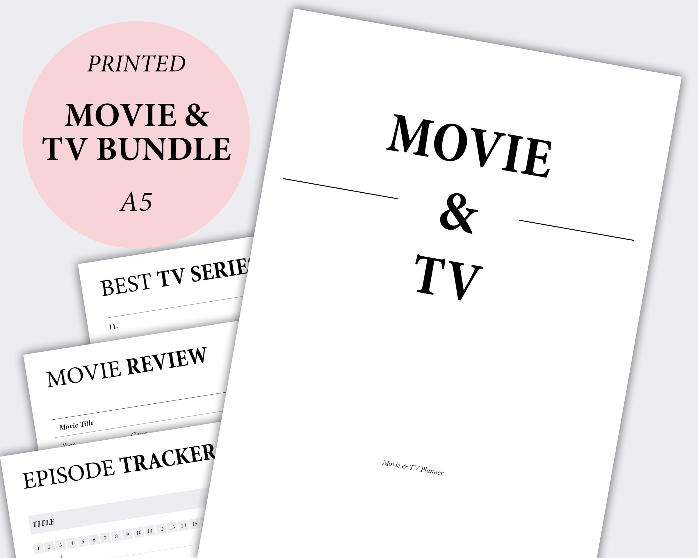 movie and tv show planner tracker inserts