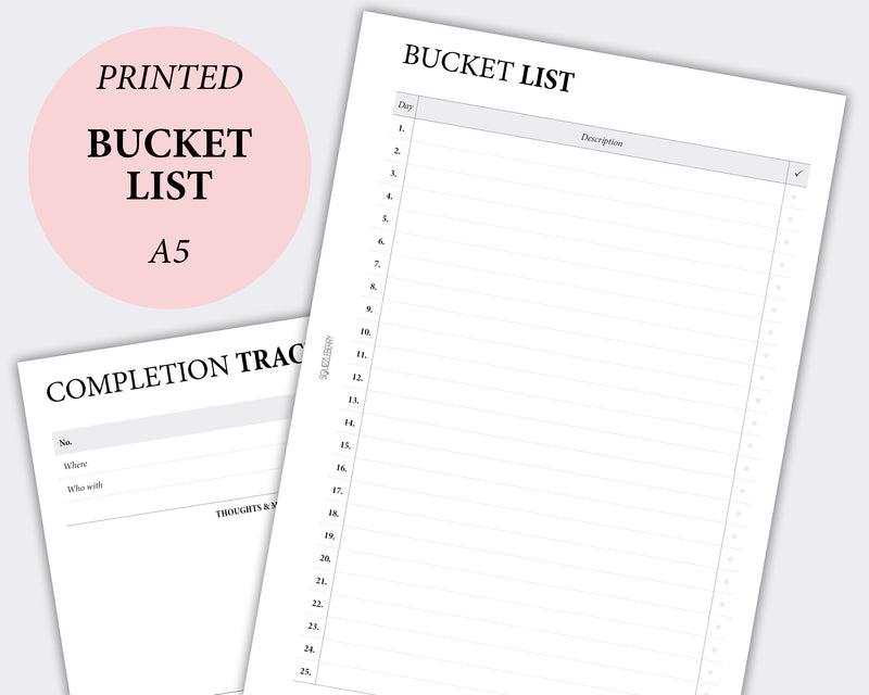 bucket list planner inserts minimalist