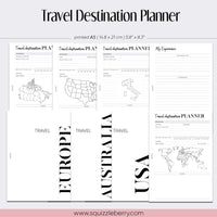 world map travel destination planner inserts