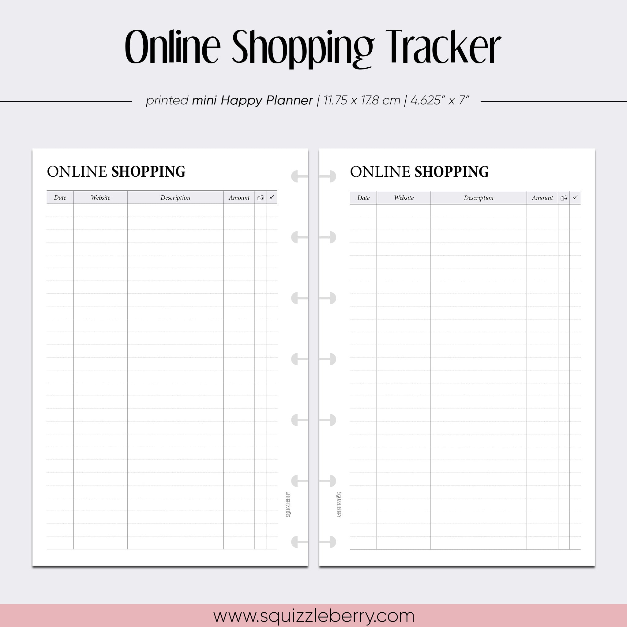 Online Shopping Tracker - Mini HP | SquizzleBerry