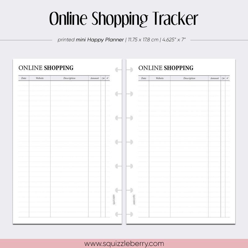 Online Shopping Tracker - Mini HP | SquizzleBerry