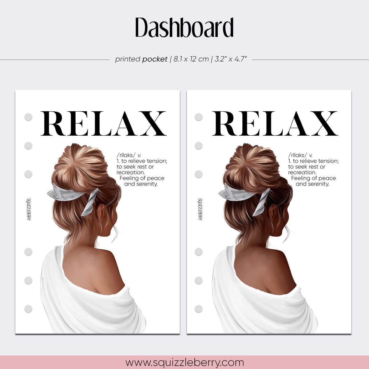 relax self care me time planner dashboard for pocket planner
