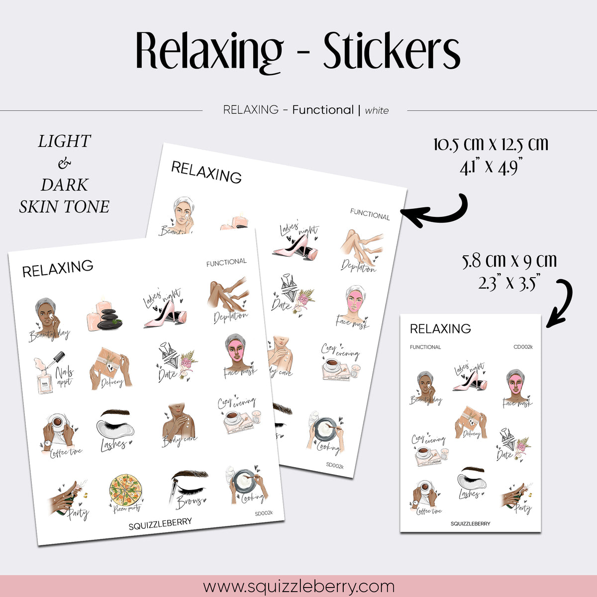 relaxing self care planner stickers
