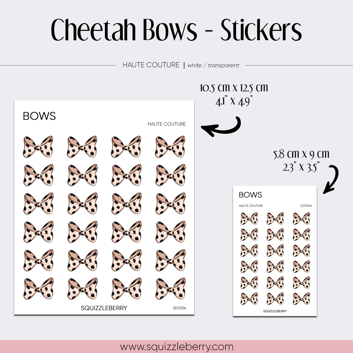 Cheetah Bows - Stickers | SquizzleBerry
