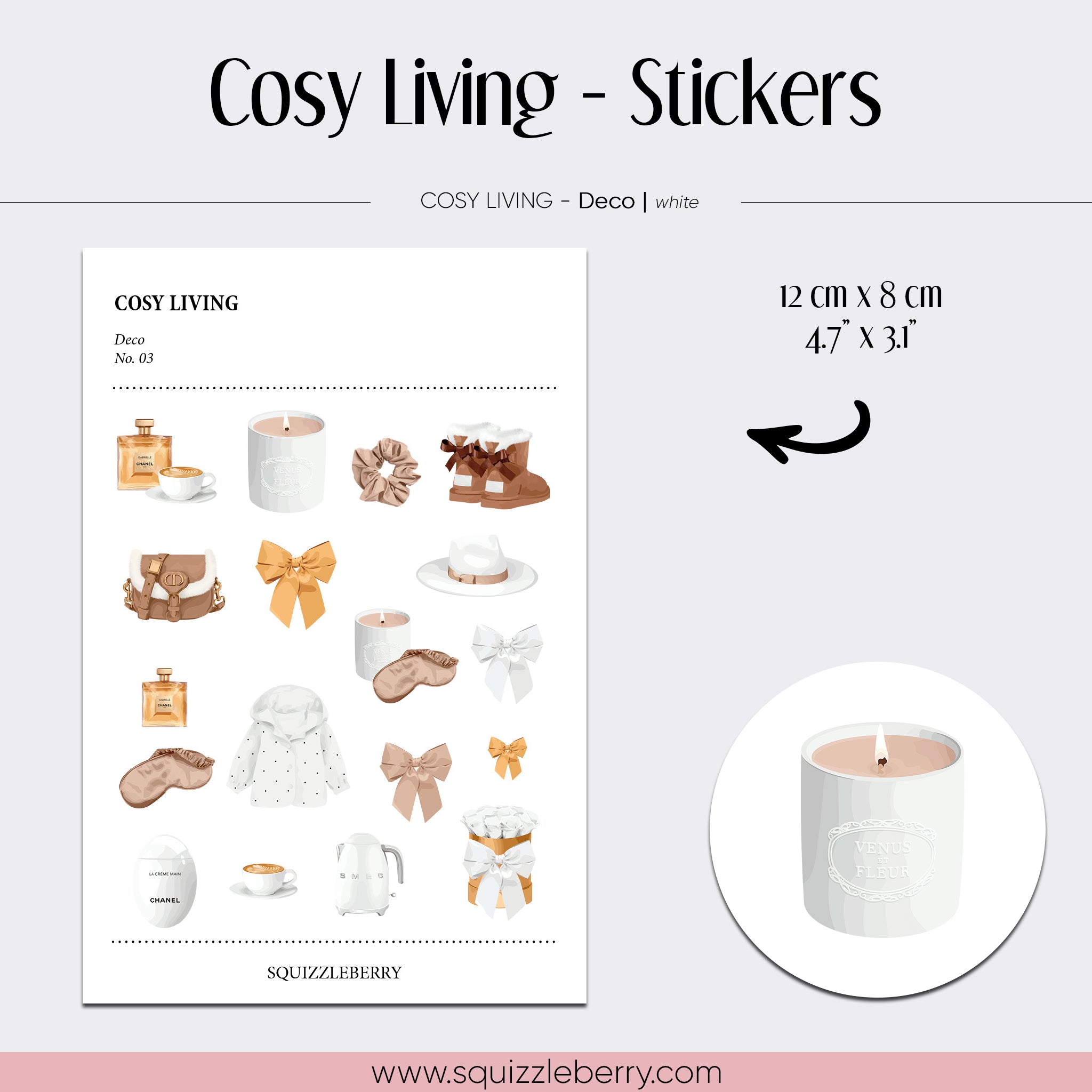 candle and self care products planner stickers