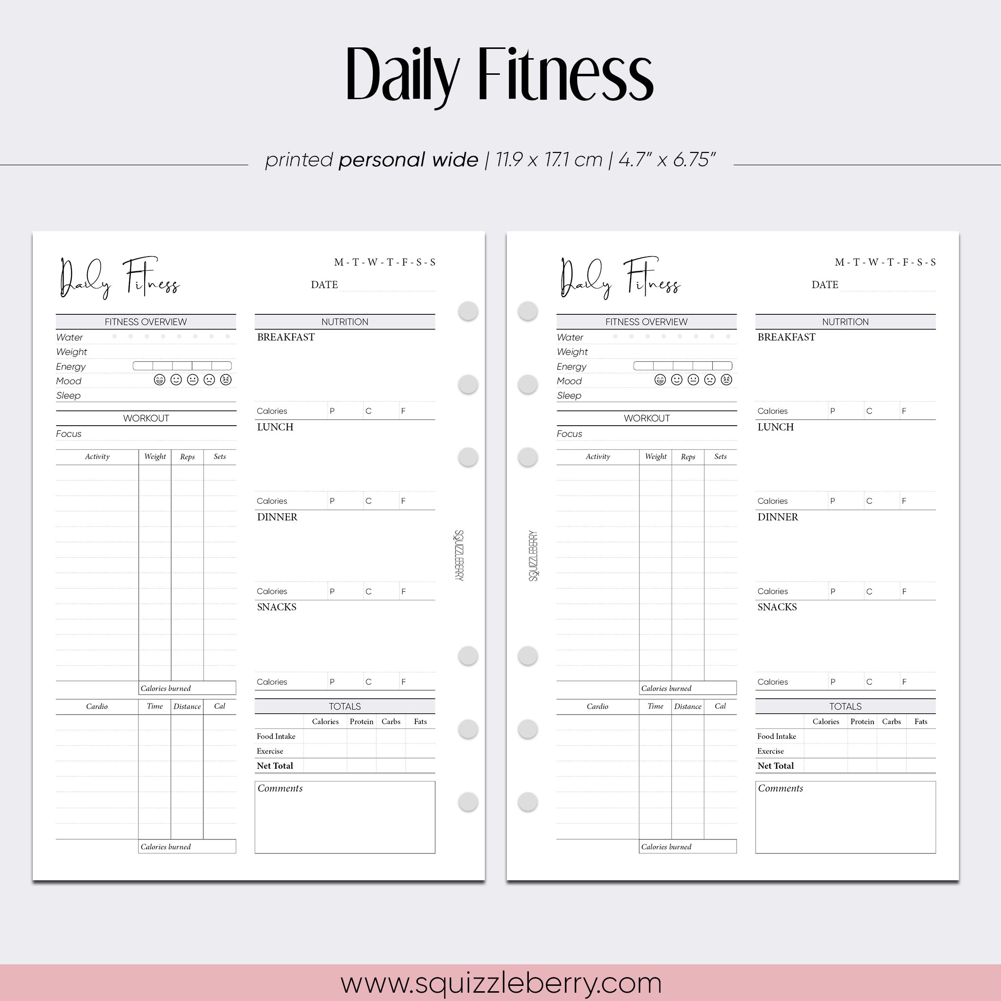 daily nutrition with macros and workout log personal wide planner