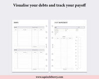 Squizzleberry personal wide finance bundle open in ring binder minimalist finance stationery UK