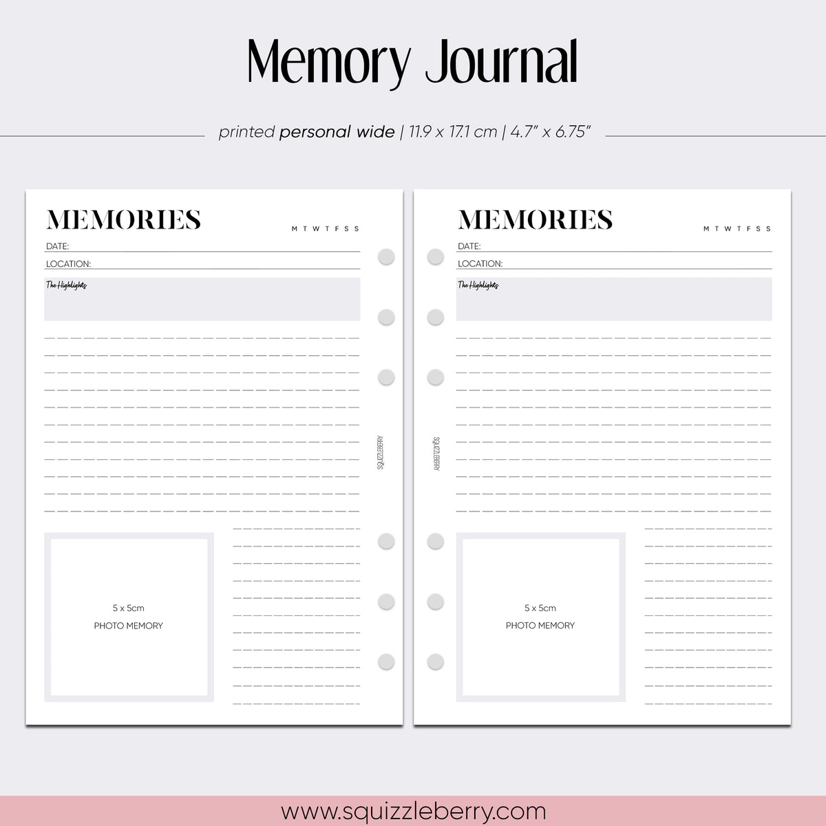 Memory Journal - Personal Wide | SquizzleBerry