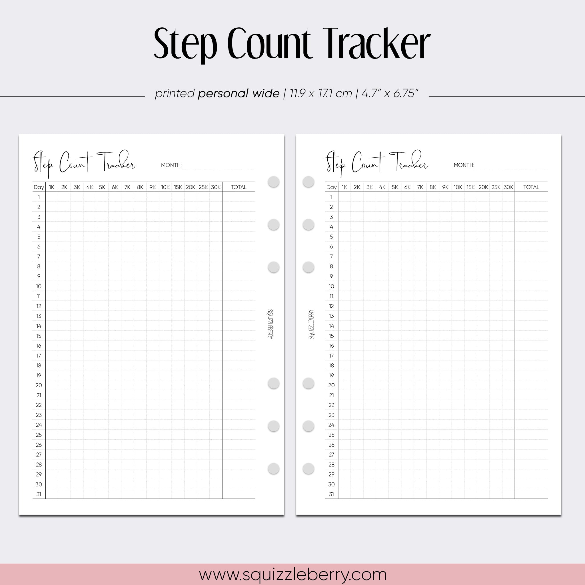 Step Count Tracker - Personal Wide | SquizzleBerry