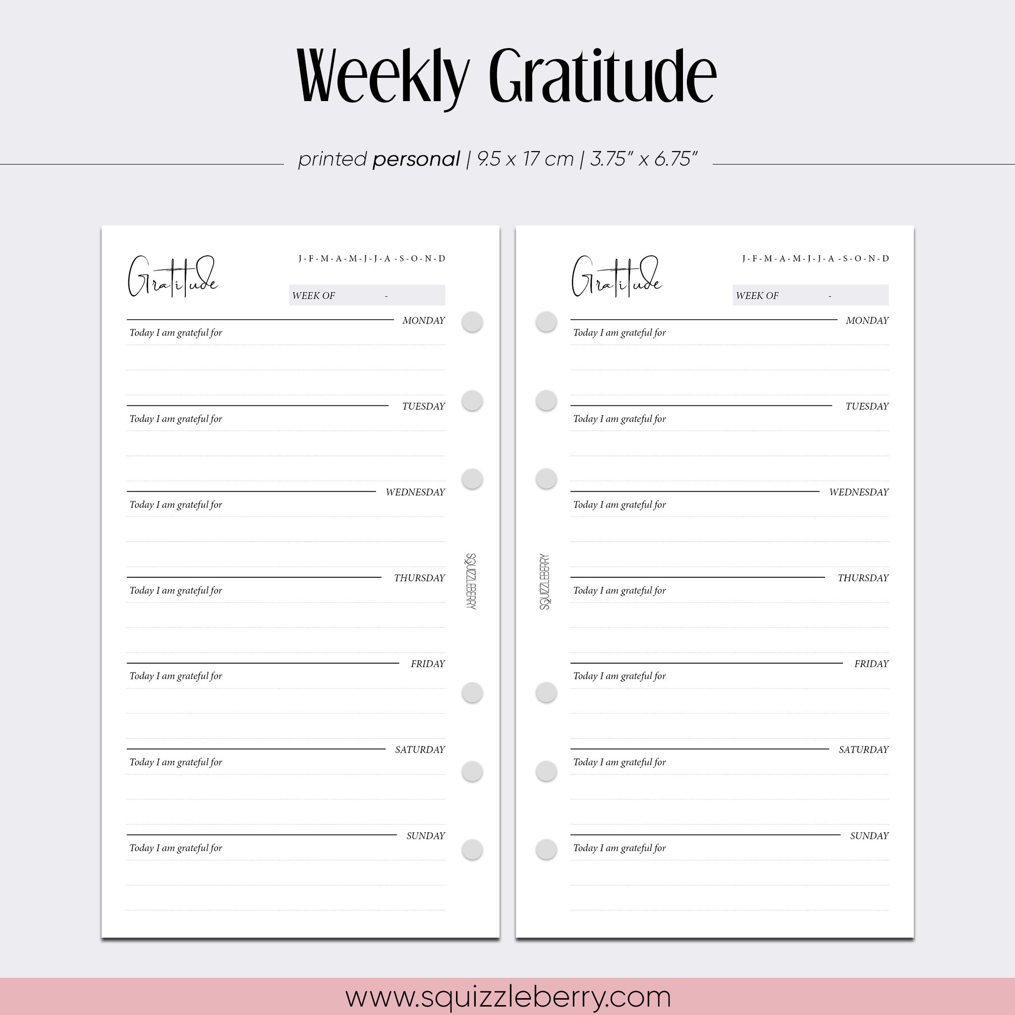 weekly gratitude journal personal inserts